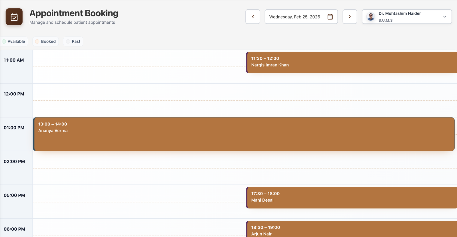 Appointments calendar view screenshot
