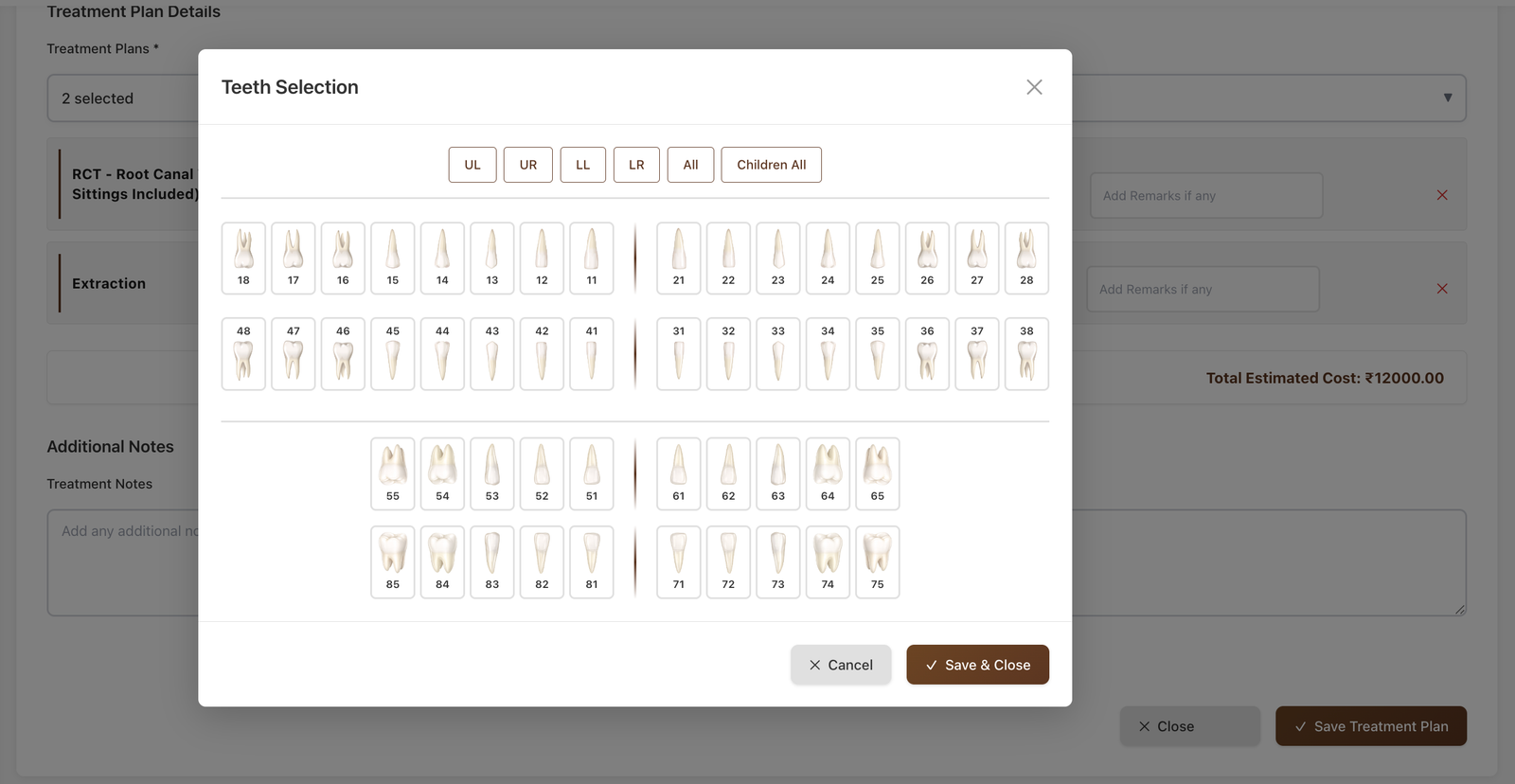 Treatment plan screenshot 3